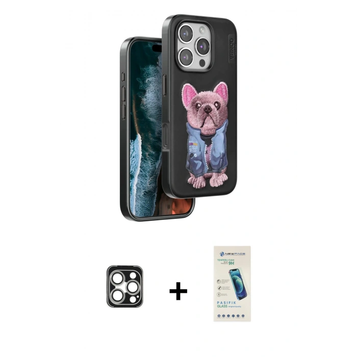 MARSİLYAN™- iPhone 16 Pro Max Kılıf İz Minimal Koleksiyonu - Şeffaf Pasifik Cam Ekran Koruyucu + PVD Metal Kamera Lens - GS