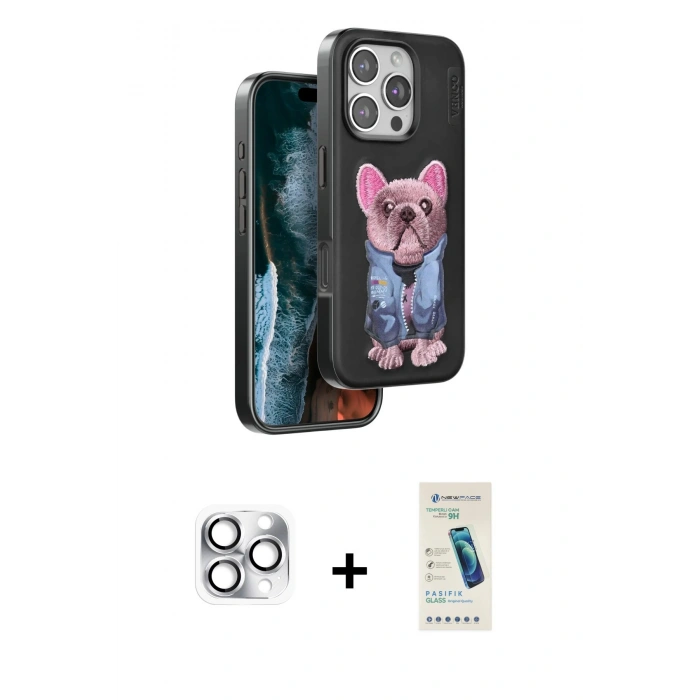 MARSİLYAN™- iPhone 16 Pro Max Kılıf İz Minimal Koleksiyonu - Şeffaf Pasifik Cam Ekran Koruyucu + Pers Alüminyum Kamera Lens - GS