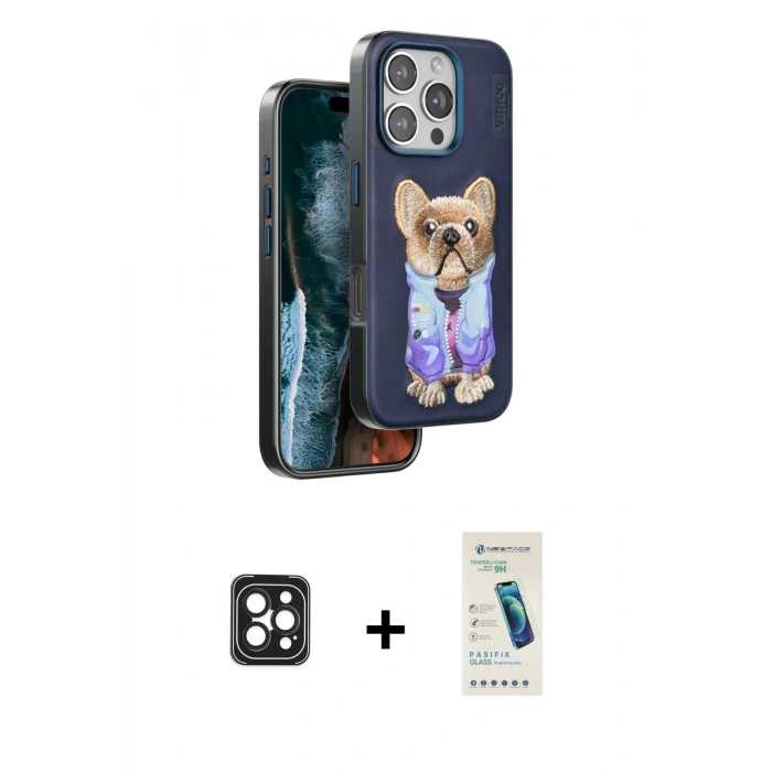 MARSİLYAN™- iPhone 16 Pro Max Kılıf İz Minimal Koleksiyonu - Şeffaf Pasifik Cam Ekran Koruyucu + PVD Metal Kamera Lens - SH