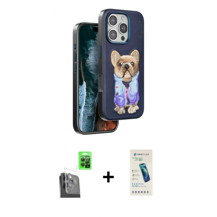 MARSİLYAN™- iPhone 16 Pro Max Kılıf İz Minimal Koleksiyonu - Şeffaf Pasifik Cam Ekran Koruyucu + Siyah Raze Metal Kamera Lens