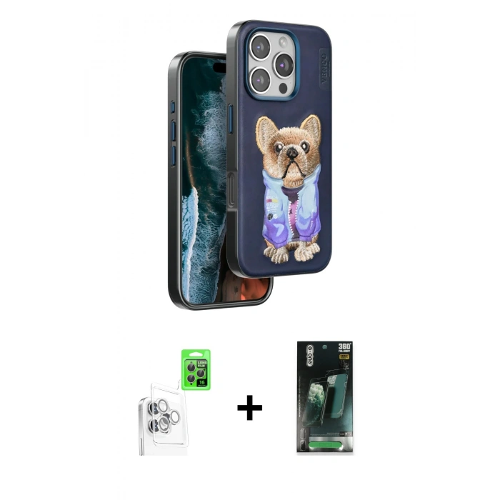 MARSİLYAN™- iPhone 16 Pro Max Kılıf İz Minimal Koleksiyonu - Siyah 360 Mat Full Body Arka Koruyucu + Raze Metal Kamera Lens - BZ