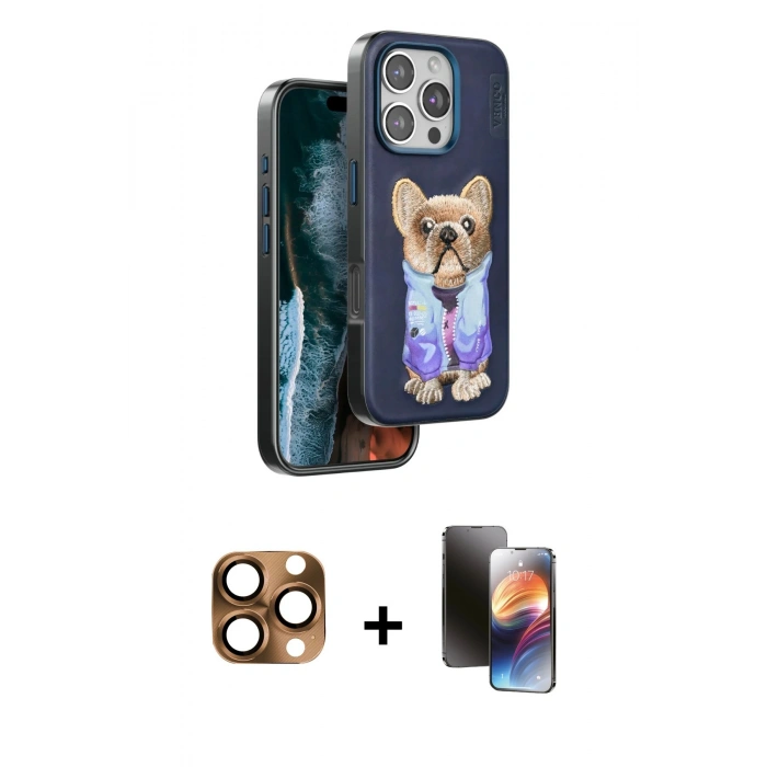 MARSİLYAN™- iPhone 16 Pro Max Kılıf İz Minimal Koleksiyonu - Siyah 3D Antistatik Mat Seramik Nano Ekran Koruyucu + Pers Alüminyum Kamera Lens - CLTM