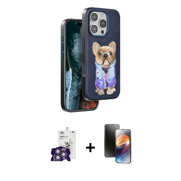 MARSİLYAN™- iPhone 16 Pro Max Kılıf İz Minimal Koleksiyonu - Siyah 3D Antistatik Mat Seramik Nano Ekran Koruyucu + Bilvis Titan Kamera Lens - GS