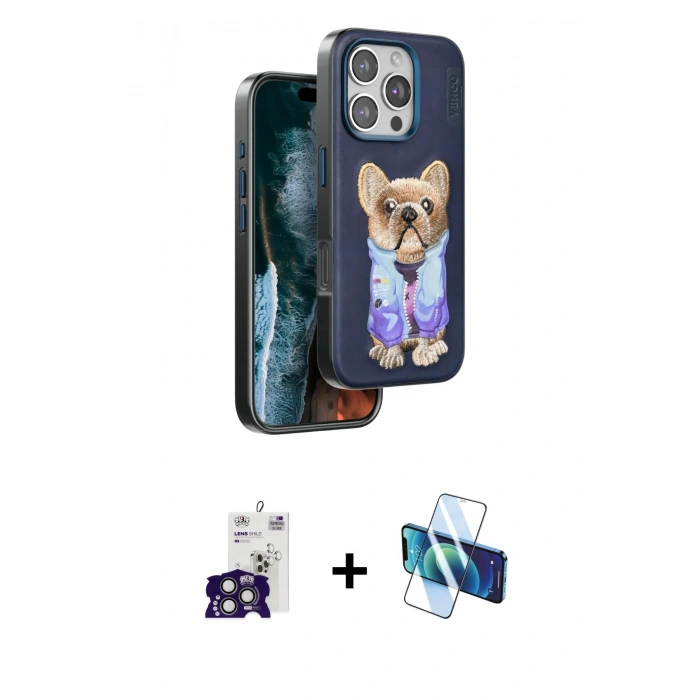 MARSİLYAN™- iPhone 16 Pro Max Kılıf İz Minimal Koleksiyonu - Siyah 3D Antistatik Seramik Nano Ekran Koruyucu + Bilvis Titan Kamera Lens - TMGI