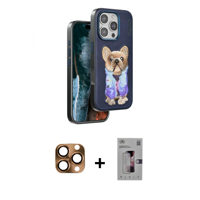 MARSİLYAN™- iPhone 16 Pro Max Kılıf İz Minimal Koleksiyonu - Siyah Bilvis 3D Mat Cam Ekran Koruyucu + Pers Alüminyum Kamera Lens - CLTM