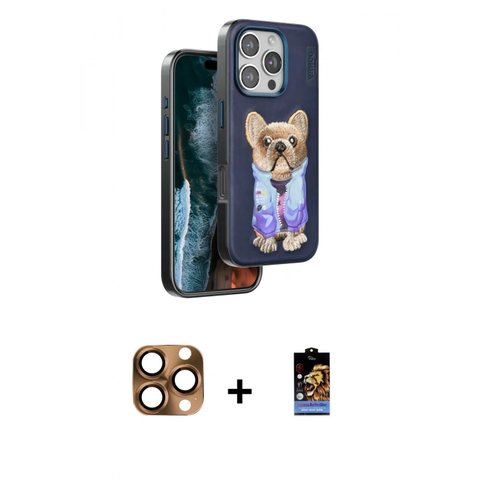 MARSİLYAN™- iPhone 16 Pro Max Kılıf İz Minimal Koleksiyonu - Siyah Buffer Hayalet Cam Ekran Koruyucu + Pers Alüminyum Kamera Lens - CLTM