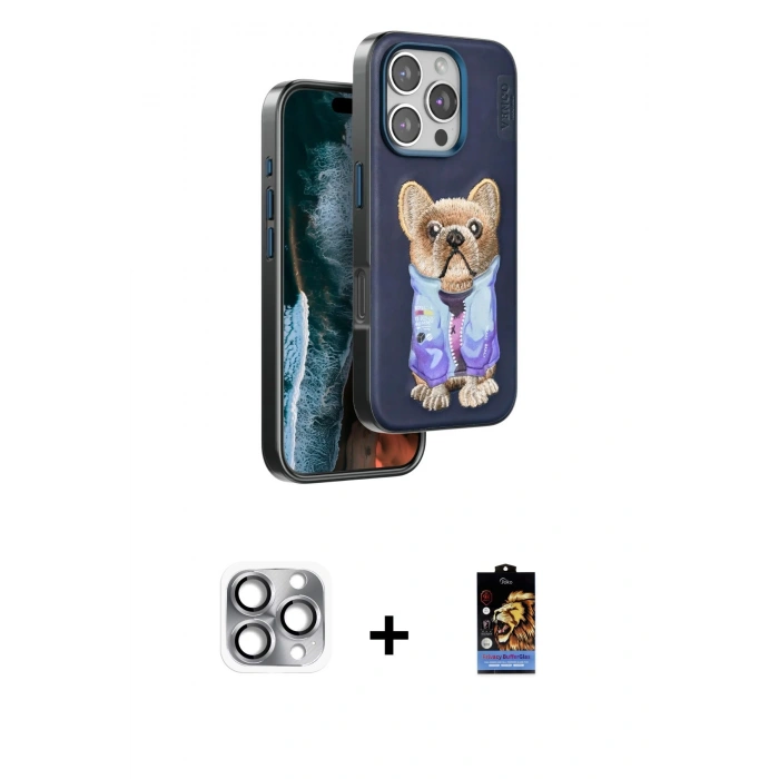 MARSİLYAN™- iPhone 16 Pro Max Kılıf İz Minimal Koleksiyonu - Siyah Buffer Hayalet Cam Ekran Koruyucu + Pers Alüminyum Kamera Lens - GI