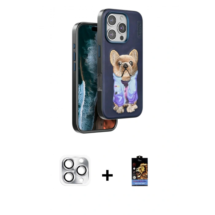 MARSİLYAN™- iPhone 16 Pro Max Kılıf İz Minimal Koleksiyonu - Siyah Buffer Hayalet Cam Ekran Koruyucu + Pers Alüminyum Kamera Lens - GS