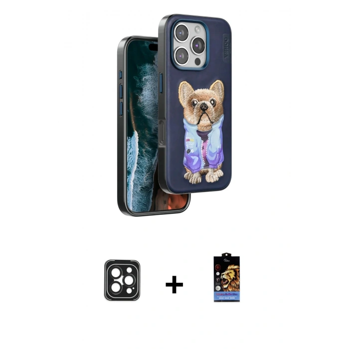 MARSİLYAN™- iPhone 16 Pro Max Kılıf İz Minimal Koleksiyonu - Siyah Buffer Hayalet Cam Ekran Koruyucu + PVD Metal Kamera Lens - SH