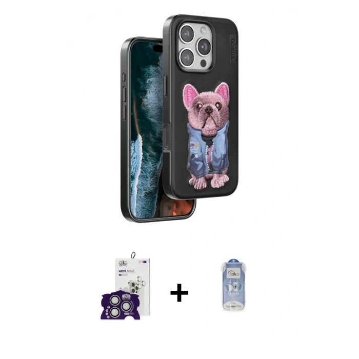 MARSİLYAN™- iPhone 16 Pro Max Kılıf İz Minimal Koleksiyonu - Siyah Joko Magic 5D Cam + Bilvis Titan Kamera Lens - GS