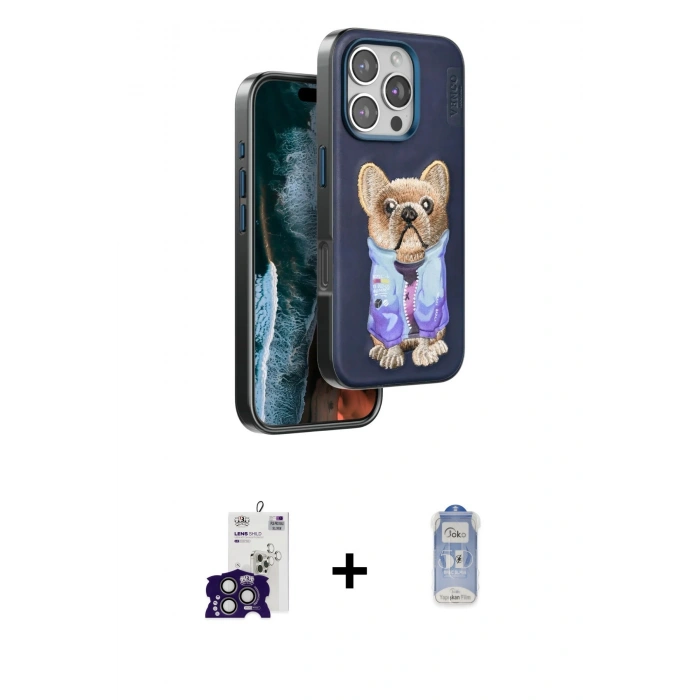 MARSİLYAN™- iPhone 16 Pro Max Kılıf İz Minimal Koleksiyonu - Siyah Joko Magic 5D Cam + Titanyum Gri Bilvis Titan Kamera Lens