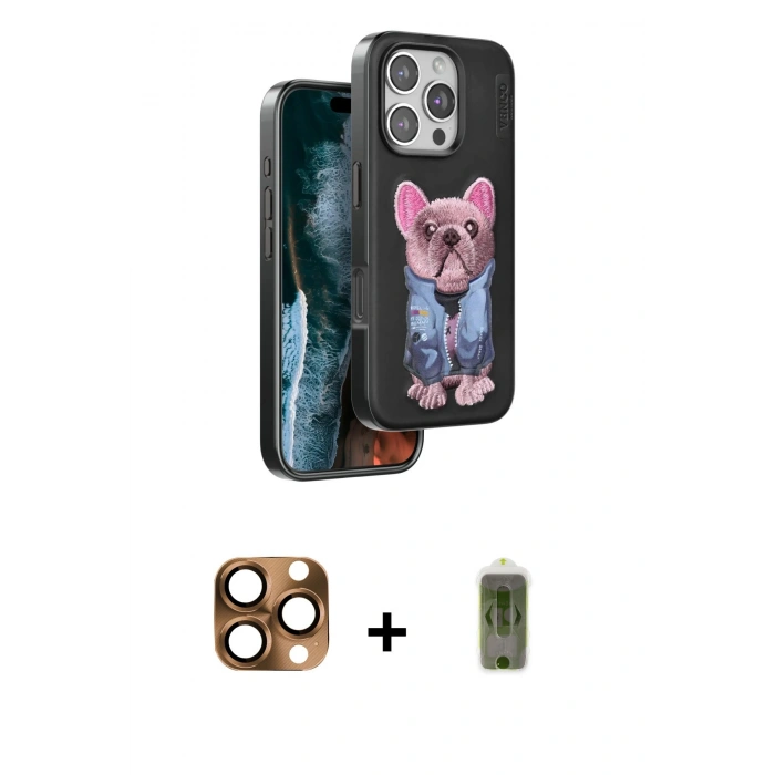 MARSİLYAN™- iPhone 16 Pro Max Kılıf İz Minimal Koleksiyonu - Siyah Joko Magic 5D Hayalet Cam + Pers Alüminyum Kamera Lens - CLTM