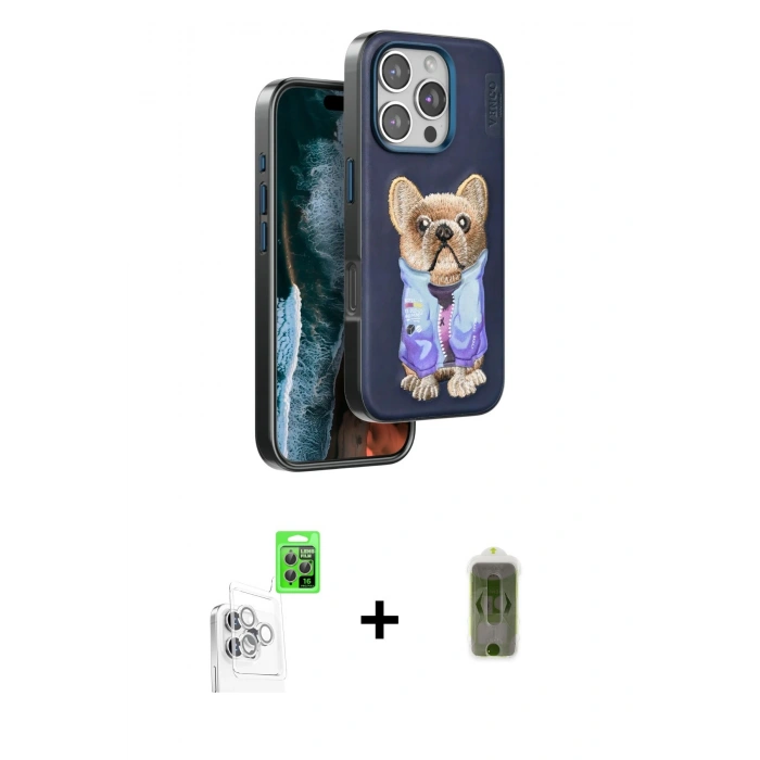 MARSİLYAN™- iPhone 16 Pro Max Kılıf İz Minimal Koleksiyonu - Siyah Joko Magic 5D Hayalet Cam + Raze Metal Kamera Lens - BZ