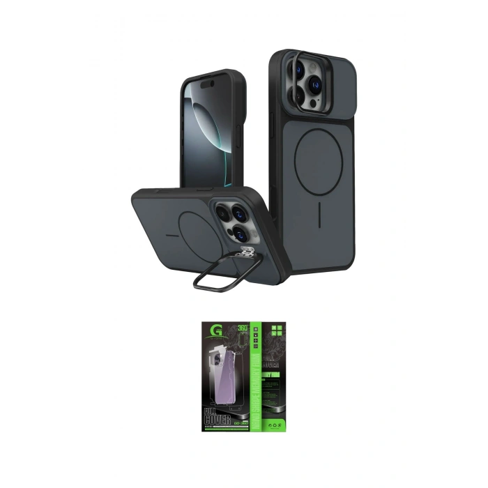 MARSİLYAN™- iPhone 16 Pro Max Kılıf İz Modern Prime - Şeffaf 360 Full Body Arka Koruyucu