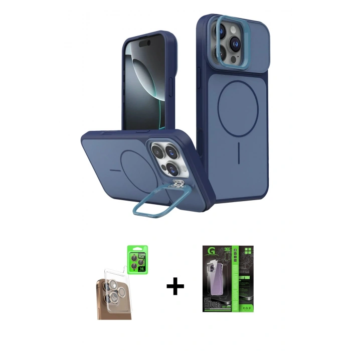 MARSİLYAN™- iPhone 16 Pro Max Kılıf İz Modern Prime - Şeffaf 360 Full Body Arka Koruyucu + Raze Metal Kamera Lens - CLTM