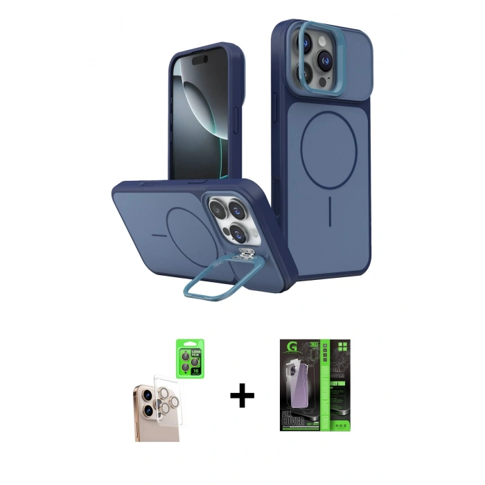 MARSİLYAN™- iPhone 16 Pro Max Kılıf İz Modern Prime - Şeffaf 360 Full Body Arka Koruyucu + Raze Metal Kamera Lens - NLGY