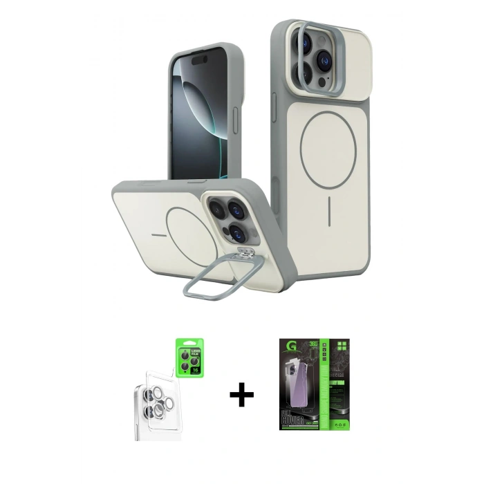 MARSİLYAN™- iPhone 16 Pro Max Kılıf İz Modern Prime - Şeffaf 360 Full Body Arka Koruyucu + Raze Metal Kamera Lens - BZ