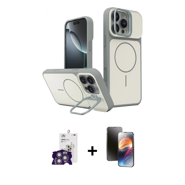 MARSİLYAN™- iPhone 16 Pro Max Kılıf İz Modern Prime - Siyah 3D Antistatik Mat Seramik Nano Ekran Koruyucu + Bilvis Titan Kamera Lens - GS