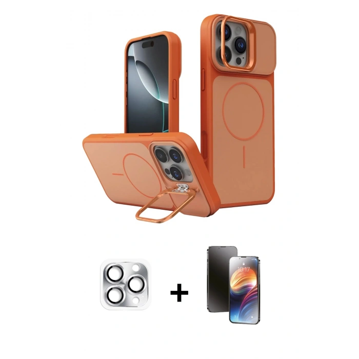 MARSİLYAN™- iPhone 16 Pro Max Kılıf İz Modern Prime - Siyah 3D Antistatik Mat Seramik Nano Ekran Koruyucu + Pers Alüminyum Kamera Lens - GS