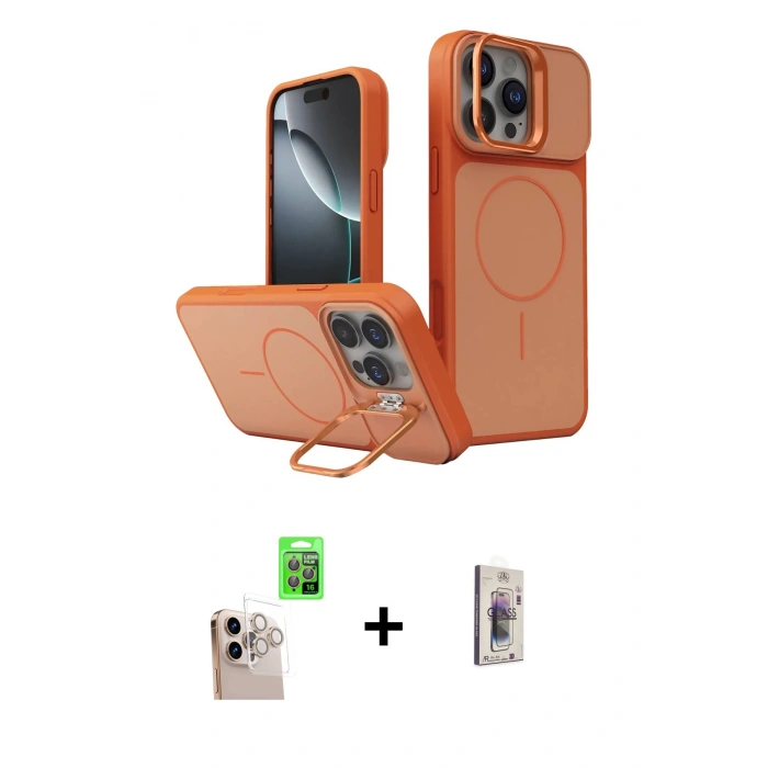 MARSİLYAN™- iPhone 16 Pro Max Kılıf İz Modern Prime - Siyah Bilvis 3D Cam Ekran Koruyucu + Raze Metal Kamera Lens - NLGY
