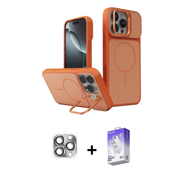 MARSİLYAN™- iPhone 16 Pro Max Kılıf İz Modern Prime - Siyah Bilvis 5in1 3D Magic Cam Ekran Koruyucu + Gri Pers Alüminyum Kamera Lens