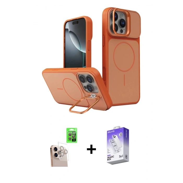 MARSİLYAN™- iPhone 16 Pro Max Kılıf İz Modern Prime - Siyah Bilvis 5in1 3D Magic Cam Ekran Koruyucu + Raze Metal Kamera Lens - NLGY