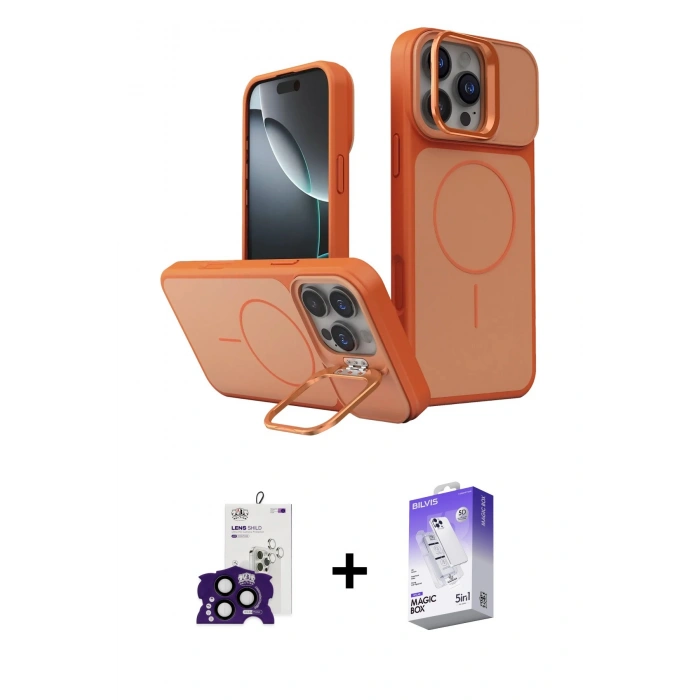 MARSİLYAN™- iPhone 16 Pro Max Kılıf İz Modern Prime - Siyah Bilvis 5in1 3D Magic Cam Ekran Koruyucu + Siyah Bilvis Titan Kamera Lens