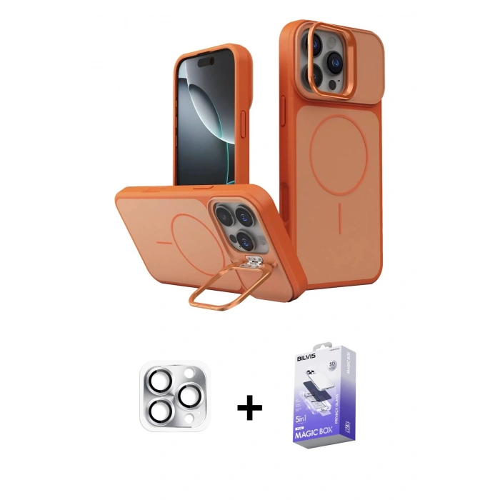 MARSİLYAN™- iPhone 16 Pro Max Kılıf İz Modern Prime - Siyah Bilvis 5in1 5D Magic Hayalet Cam Ekran Koruyucu + Pers Alüminyum Kamera Lens - GS