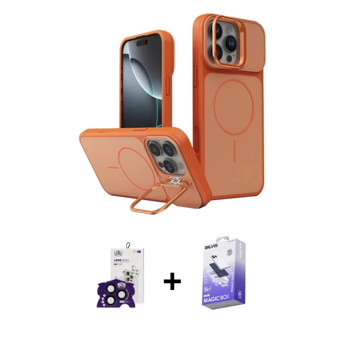 MARSİLYAN™- iPhone 16 Pro Max Kılıf İz Modern Prime - Siyah Bilvis 5in1 5D Magic Hayalet Cam Ekran Koruyucu + Bilvis Titan Kamera Lens - SH