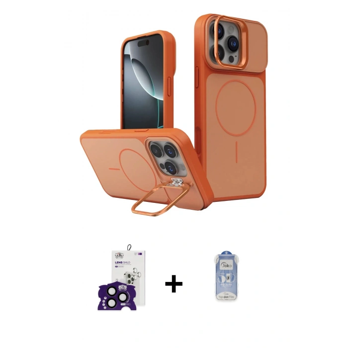 MARSİLYAN™- iPhone 16 Pro Max Kılıf İz Modern Prime - Siyah Joko Magic 5D Cam + Bilvis Titan Kamera Lens - SH