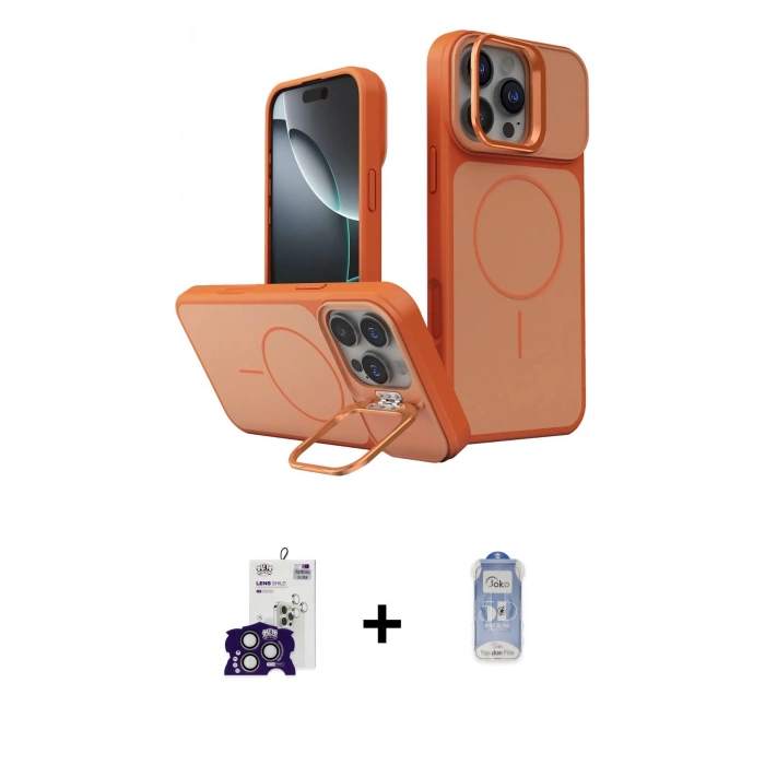 MARSİLYAN™- iPhone 16 Pro Max Kılıf İz Modern Prime - Siyah Joko Magic 5D Cam + Bilvis Titan Kamera Lens - TMGI
