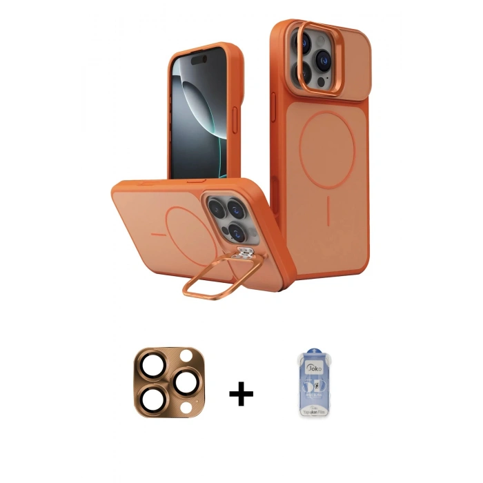 MARSİLYAN™- iPhone 16 Pro Max Kılıf İz Modern Prime - Siyah Joko Magic 5D Cam + Pers Alüminyum Kamera Lens - CLTM