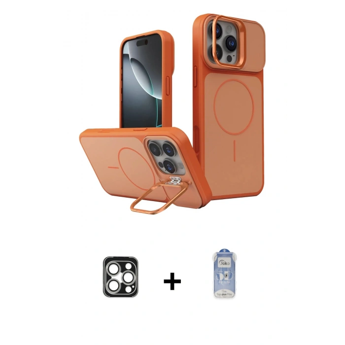 MARSİLYAN™- iPhone 16 Pro Max Kılıf İz Modern Prime - Siyah Joko Magic 5D Cam + PVD Metal Kamera Lens - GS