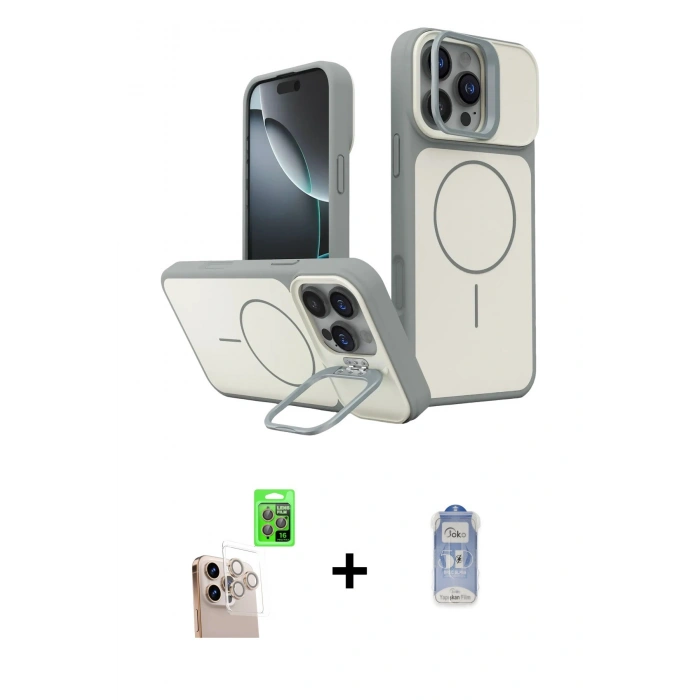 MARSİLYAN™- iPhone 16 Pro Max Kılıf İz Modern Prime - Siyah Joko Magic 5D Cam + Raze Metal Kamera Lens - NLGY