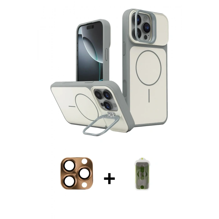 MARSİLYAN™- iPhone 16 Pro Max Kılıf İz Modern Prime - Siyah Joko Magic 5D Hayalet Cam + Pers Alüminyum Kamera Lens - CLTM