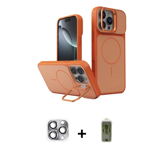 MARSİLYAN™- iPhone 16 Pro Max Kılıf İz Modern Prime - Siyah Joko Magic 5D Hayalet Cam + Pers Alüminyum Kamera Lens - GI