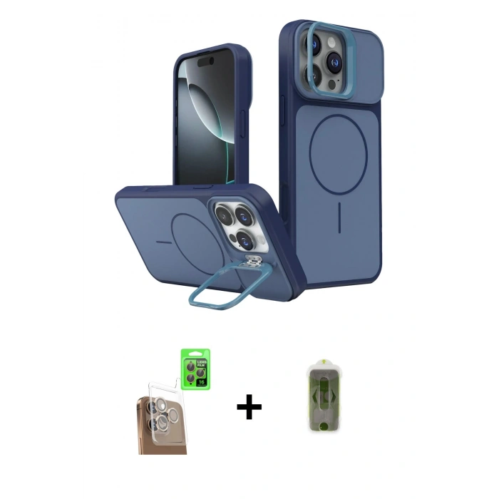 MARSİLYAN™- iPhone 16 Pro Max Kılıf İz Modern Prime - Siyah Joko Magic 5D Hayalet Cam + Raze Metal Kamera Lens - CLTM