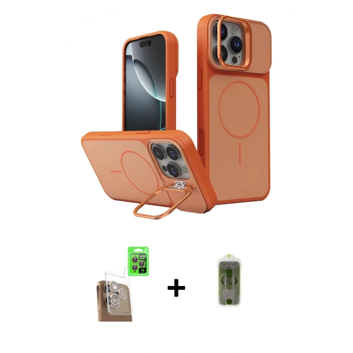 MARSİLYAN™- iPhone 16 Pro Max Kılıf İz Modern Prime - Siyah Joko Magic 5D Hayalet Cam + Raze Metal Kamera Lens - CLTM
