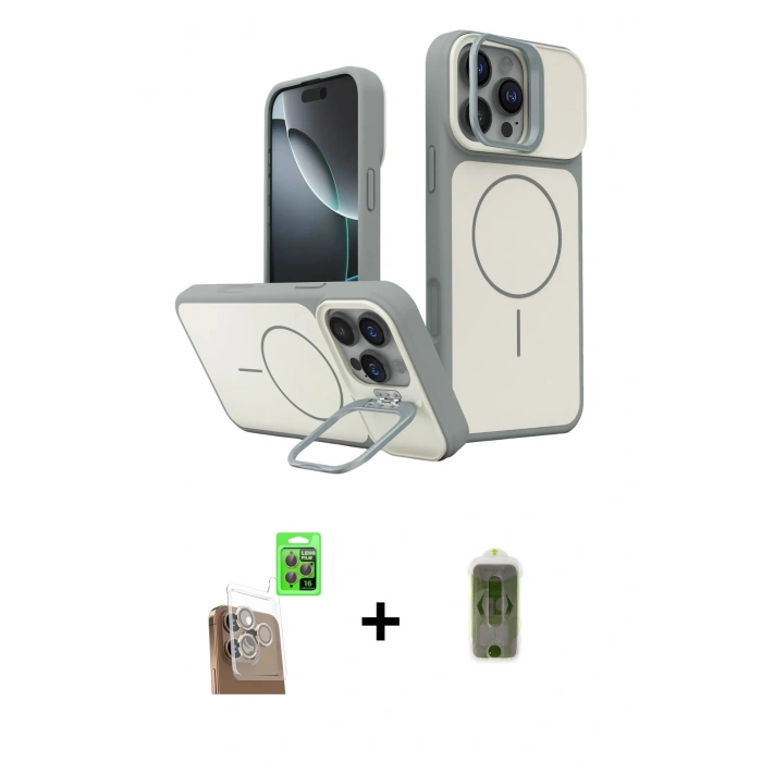 MARSİLYAN™- iPhone 16 Pro Max Kılıf İz Modern Prime - Siyah Joko Magic 5D Hayalet Cam + Raze Metal Kamera Lens - CLTM