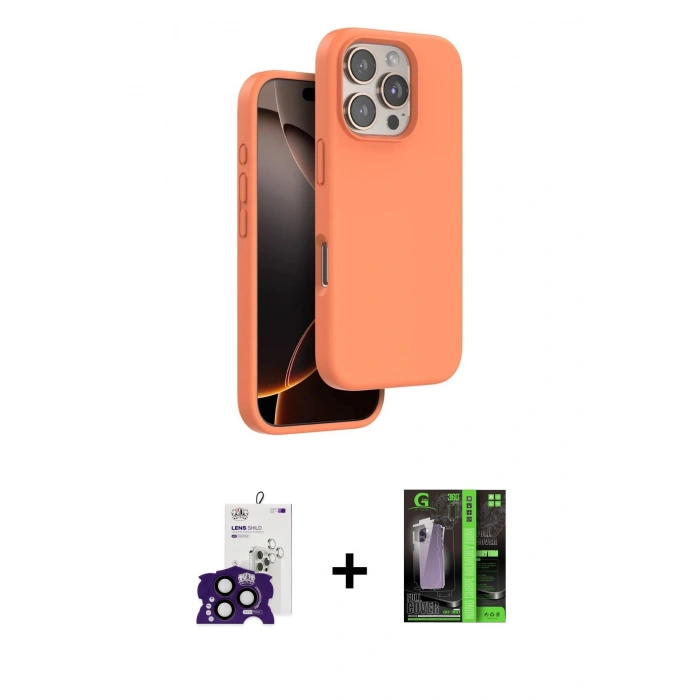 MARSİLYAN™- iPhone 16 Pro Max Kılıf Kıvılcım Çizgi Serisi - Şeffaf 360 Full Body Arka Koruyucu + Bilvis Titan Kamera Lens - SH