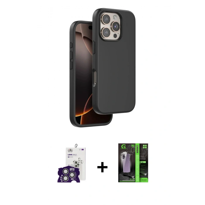 MARSİLYAN™- iPhone 16 Pro Max Kılıf Kıvılcım Çizgi Serisi - Şeffaf 360 Full Body Arka Koruyucu + Bilvis Titan Kamera Lens - GS