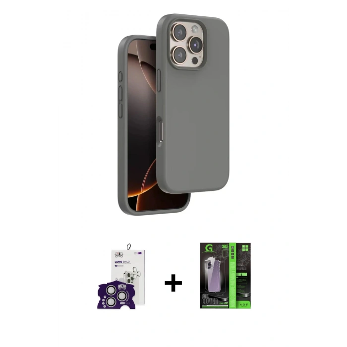 MARSİLYAN™- iPhone 16 Pro Max Kılıf Kıvılcım Çizgi Serisi - Şeffaf 360 Full Body Arka Koruyucu + Bilvis Titan Kamera Lens - GS