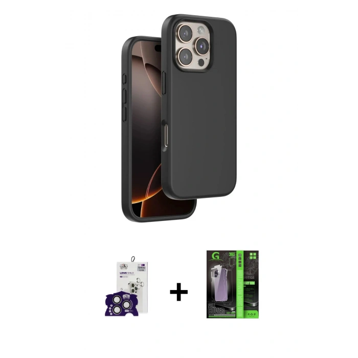 MARSİLYAN™- iPhone 16 Pro Max Kılıf Kıvılcım Çizgi Serisi - Şeffaf 360 Full Body Arka Koruyucu + Bilvis Titan Kamera Lens - TMGI