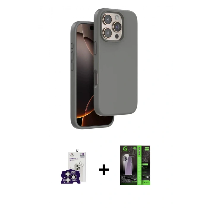 MARSİLYAN™- iPhone 16 Pro Max Kılıf Kıvılcım Çizgi Serisi - Şeffaf 360 Full Body Arka Koruyucu + Bilvis Titan Kamera Lens - TMGI