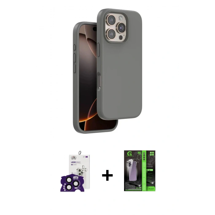MARSİLYAN™- iPhone 16 Pro Max Kılıf Kıvılcım Çizgi Serisi - Şeffaf 360 Full Body Arka Koruyucu + Bilvis Titan Kamera Lens - SH