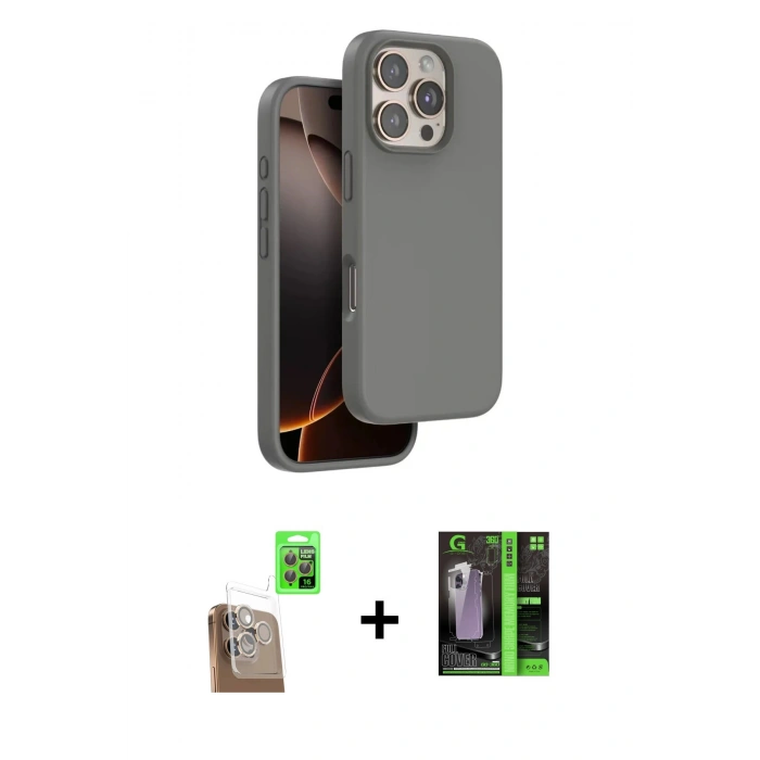 MARSİLYAN™- iPhone 16 Pro Max Kılıf Kıvılcım Çizgi Serisi - Şeffaf 360 Full Body Arka Koruyucu + Raze Metal Kamera Lens - CLTM