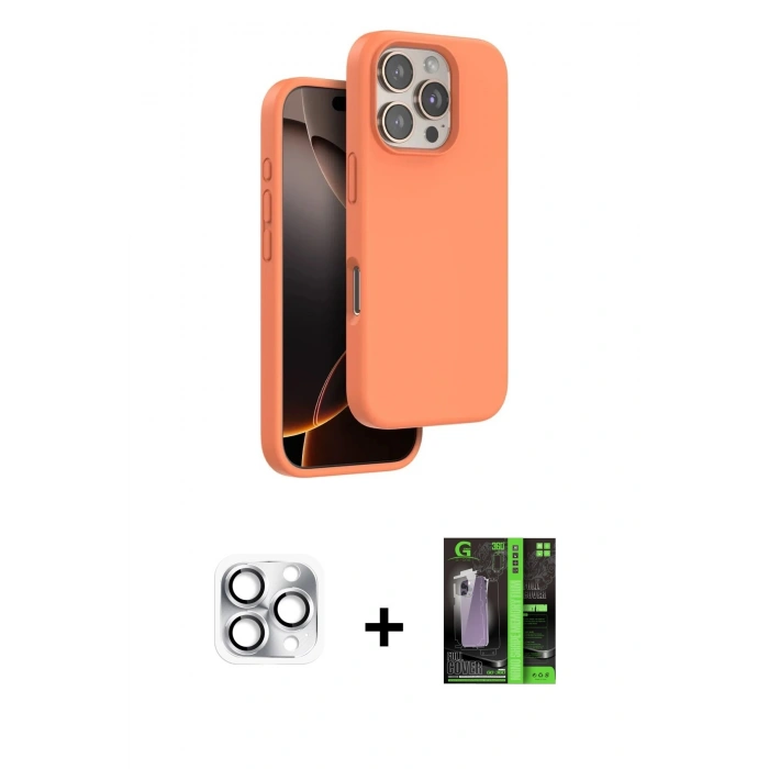 MARSİLYAN™- iPhone 16 Pro Max Kılıf Kıvılcım Çizgi Serisi - Şeffaf 360 Full Body Arka Koruyucu + Gümüş Pers Alüminyum Kamera Lens
