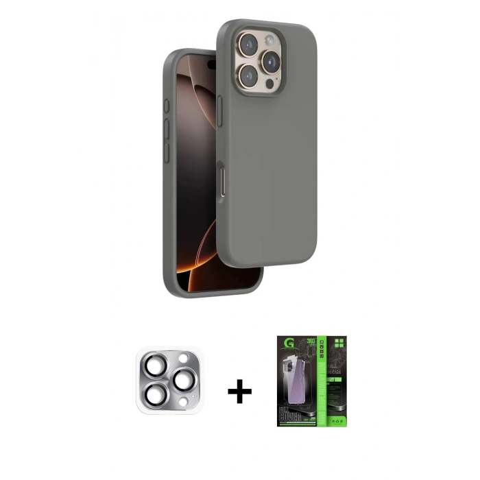 MARSİLYAN™- iPhone 16 Pro Max Kılıf Kıvılcım Çizgi Serisi - Şeffaf 360 Full Body Arka Koruyucu + Pers Alüminyum Kamera Lens - GI