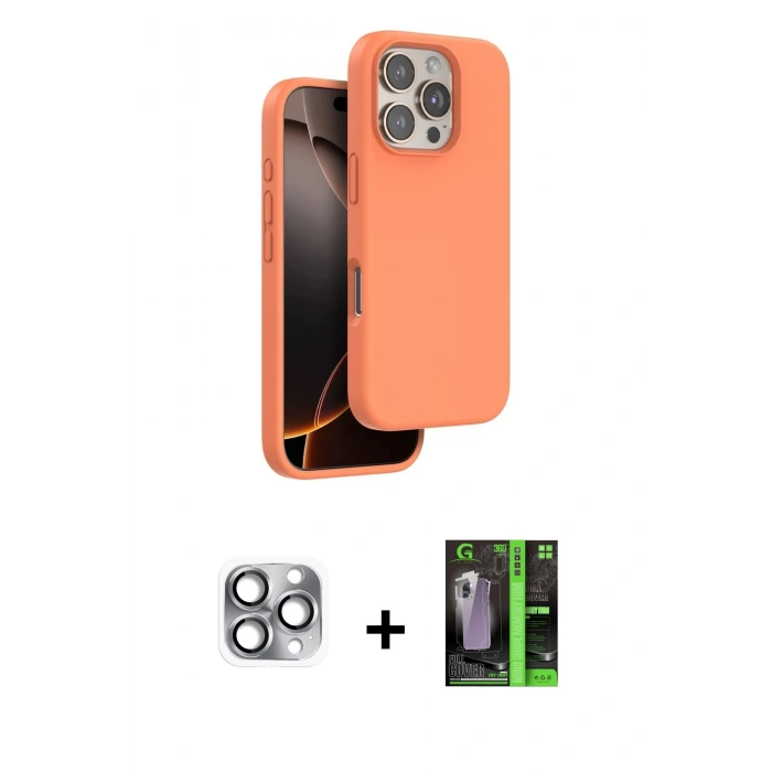 MARSİLYAN™- iPhone 16 Pro Max Kılıf Kıvılcım Çizgi Serisi - Şeffaf 360 Full Body Arka Koruyucu + Pers Alüminyum Kamera Lens - GI