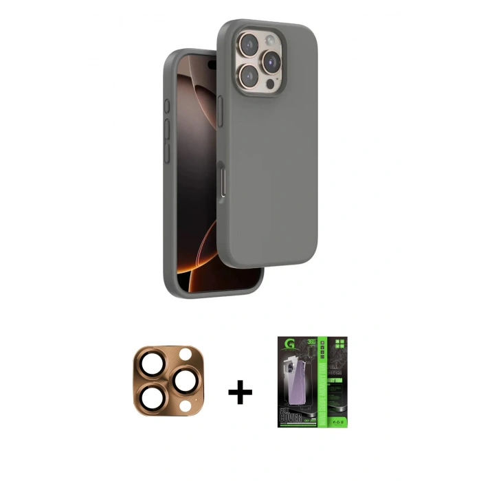 MARSİLYAN™- iPhone 16 Pro Max Kılıf Kıvılcım Çizgi Serisi - Şeffaf 360 Full Body Arka Koruyucu + Pers Alüminyum Kamera Lens - CLTM